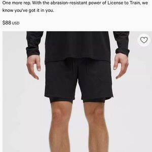 Lululemon license to train short 7” lined